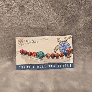 KoaKoa Sea Turtle Tracking Bracelet Multi Color Swirl Beads Adjustable NWT